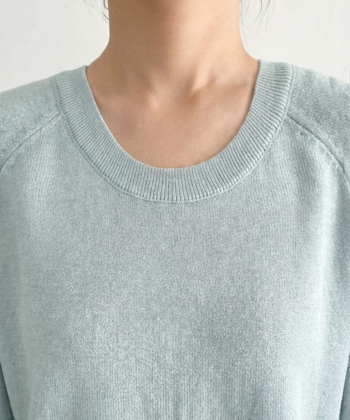 STYLE DELI（スタイルデリ）の「サラッと綿混Uネックニットトップス（ニット/セーター・レディース・ミント/ライトグレー/ホワイト・FREE）」の14枚目の写真