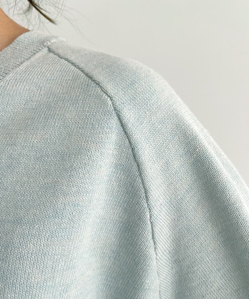STYLE DELI（スタイルデリ）の「サラッと綿混Uネックニットトップス（ニット/セーター・レディース・ミント/ライトグレー/ホワイト・FREE）」の16枚目の写真