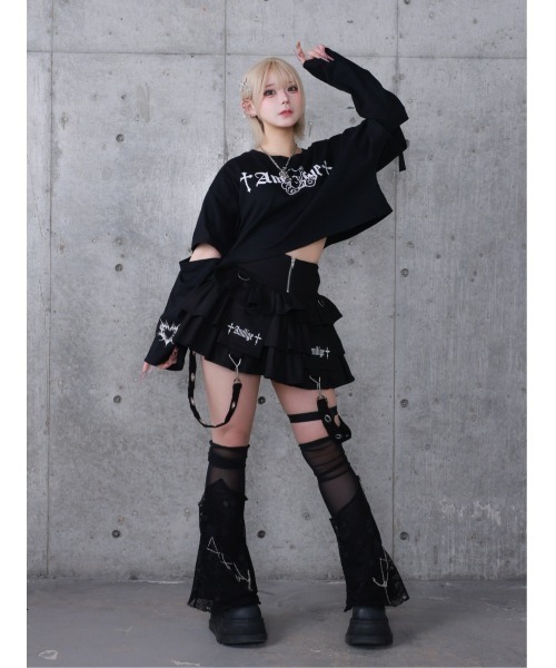 Amilige(アミリージュ)の「Stitched Bearプリントクロップドトップス【2way着用可能】(Tシャツ/カットソー・レディース・ブラック系その他/ブラック/ホワイト系その他・FREE)」の11枚目の写真