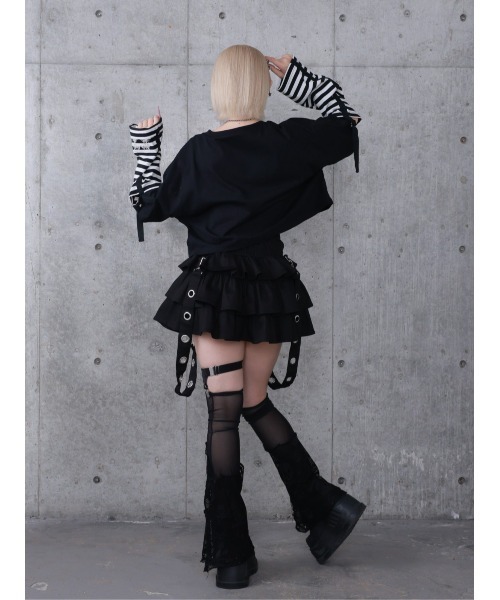Amilige(アミリージュ)の「Stitched Bearプリントクロップドトップス【2way着用可能】(Tシャツ/カットソー・レディース・ブラック系その他/ブラック/ホワイト系その他・FREE)」の14枚目の写真