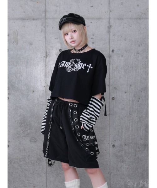 Amilige(アミリージュ)の「Stitched Bearプリントクロップドトップス【2way着用可能】(Tシャツ/カットソー・レディース・ブラック系その他/ブラック/ホワイト系その他・FREE)」の20枚目の写真