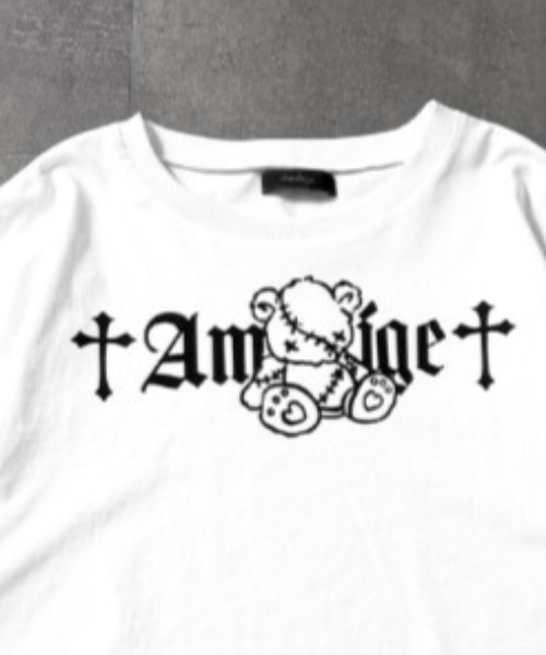 Amilige(アミリージュ)の「Stitched Bearプリントクロップドトップス【2way着用可能】(Tシャツ/カットソー・レディース・ブラック系その他/ブラック/ホワイト系その他・FREE)」の4枚目の写真