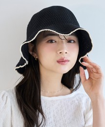 mil（ミル）の「ウェーブ クロシェ バケットハット / バイカラーパイピング スカラップ 【587244】（ハット）」