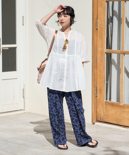 FREAK'S STORE(フリークスストア)の「インドボイル キーネック チュニックブラウス/スキッパーブラウス(シャツ/ブラウス・レディース・オフホワイト/レモンイエロー/ピンク/ブラック/ネイビー・フリ-)」の18枚目の写真