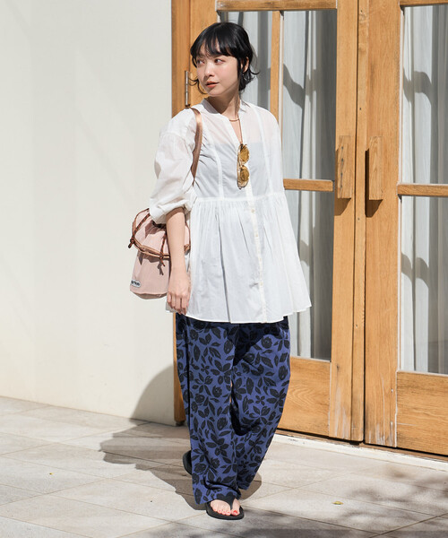FREAK'S STORE(フリークスストア)の「インドボイル キーネック チュニックブラウス/スキッパーブラウス(シャツ/ブラウス・レディース・オフホワイト/レモンイエロー/ピンク/ブラック/ネイビー・フリ-)」の19枚目の写真