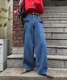WILLFULLY（ウィルフリー）の「frill pocket center seam bi color stitch denim（デニムパンツ）」