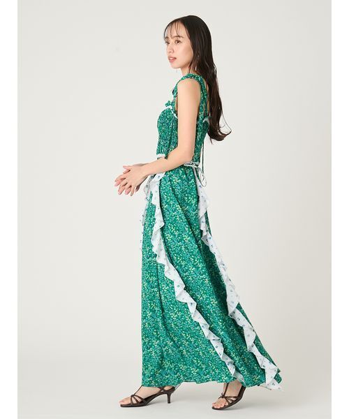 FRAY I.D（フレイアイディー）の「【LIBERTY×FRAY I.D】ラッフルキャミソールドレス（ドレス・レディース・グリーン/ブラック/アイボリー・1/0）」の6枚目の写真