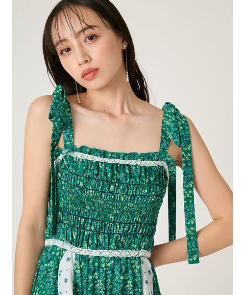 FRAY I.D（フレイアイディー）の「【LIBERTY×FRAY I.D】ラッフルキャミソールドレス（ドレス・レディース・グリーン/ブラック/アイボリー・1/0）」の7枚目の写真