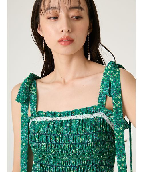 FRAY I.D（フレイアイディー）の「【LIBERTY×FRAY I.D】ラッフルキャミソールドレス（ドレス・レディース・グリーン/ブラック/アイボリー・1/0）」の8枚目の写真