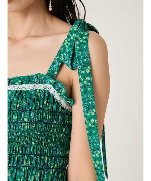 FRAY I.D（フレイアイディー）の「【LIBERTY×FRAY I.D】ラッフルキャミソールドレス（ドレス・レディース・グリーン/ブラック/アイボリー・1/0）」の9枚目の写真