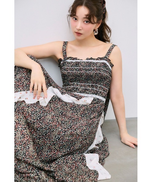 FRAY I.D（フレイアイディー）の「【LIBERTY×FRAY I.D】ラッフルキャミソールドレス（ドレス・レディース・グリーン/ブラック/アイボリー・1/0）」の3枚目の写真