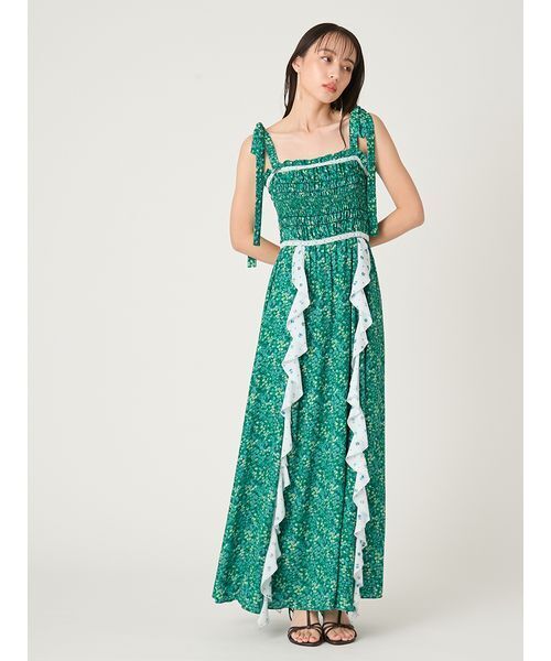 FRAY I.D（フレイアイディー）の「【LIBERTY×FRAY I.D】ラッフルキャミソールドレス（ドレス・レディース・グリーン/ブラック/アイボリー・1/0）」の4枚目の写真