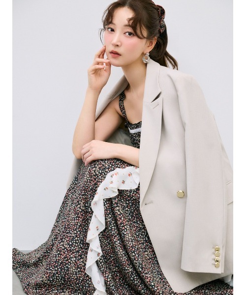 FRAY I.D（フレイアイディー）の「【LIBERTY×FRAY I.D】ラッフルキャミソールドレス（ドレス・レディース・グリーン/ブラック/アイボリー・1/0）」の19枚目の写真