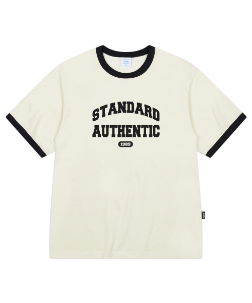 1989STANDARD(1989スタンダード)の「AUTHENTIC クールコットンリンガー半袖(SRSSTD-0007)(Tシャツ/カットソー・メンズ・ライトグレー/ブラック/アイボリー/ブルー・LARGE/MEDIUM/X-LARGE)」の6枚目の写真