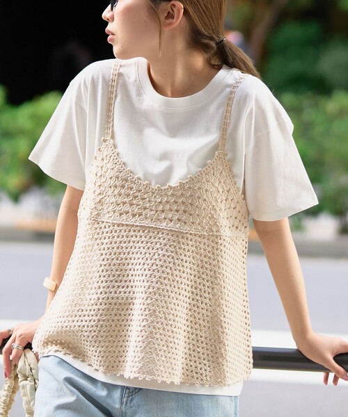 coen(コーエン)の「【再入荷 / 新色登場 / セットアイテム】クロシェキャミセットT(Tシャツ/カットソー・レディース・オフホワイト/ライトグレー/ブラウン/ダークグレー/その他1/その他3/その他2・M/L)」の5枚目の写真