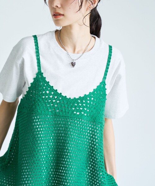 coen(コーエン)の「【セットアイテム】クロシェキャミセットT(Tシャツ/カットソー・レディース・オフホワイト/ライトグレー/ブラウン/ダークグレー・M/L)」の3枚目の写真