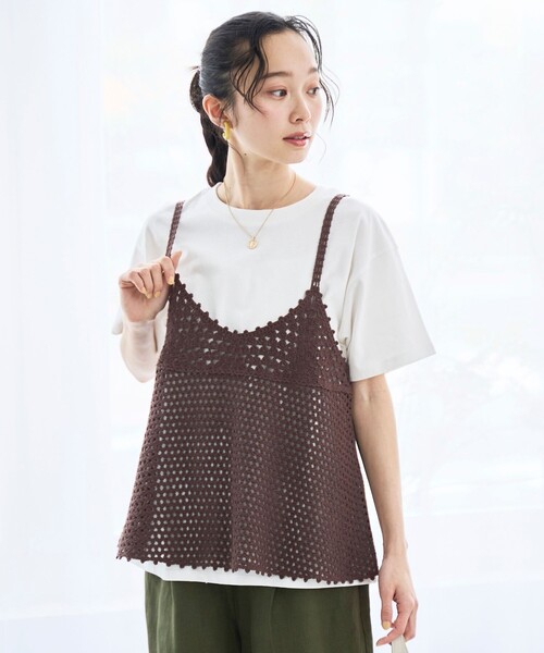 coen(コーエン)の「【セットアイテム】クロシェキャミセットT(Tシャツ/カットソー・レディース・オフホワイト/ライトグレー/ブラウン/ダークグレー・M/L)」の20枚目の写真