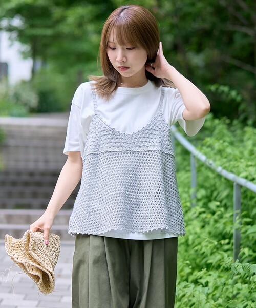coen(コーエン)の「【再入荷 / 新色登場 / セットアイテム】クロシェキャミセットT(Tシャツ/カットソー・レディース・オフホワイト/ライトグレー/ブラウン/ダークグレー/その他1/その他3/その他2・M/L)」の11枚目の写真