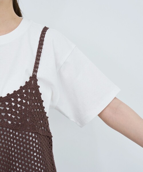 coen(コーエン)の「【セットアイテム】クロシェキャミセットT(Tシャツ/カットソー・レディース・オフホワイト/ライトグレー/ブラウン/ダークグレー・M/L)」の8枚目の写真