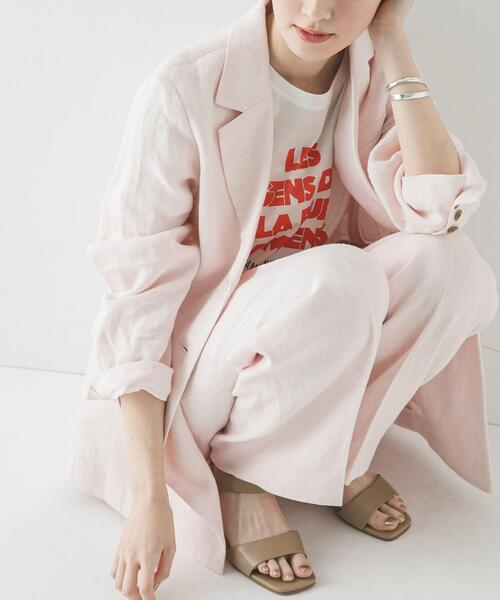 URBAN RESEARCH（アーバンリサーチ）の「オックスリネンテーラードジャケット（その他アウター・レディース・ライトピンク/ライトベージュ・FREE）」の3枚目の写真