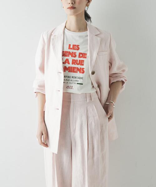 URBAN RESEARCH（アーバンリサーチ）の「オックスリネンテーラードジャケット（その他アウター・レディース・ライトピンク/ライトベージュ・FREE）」の4枚目の写真