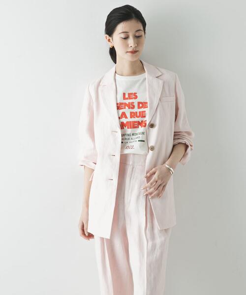 URBAN RESEARCH（アーバンリサーチ）の「オックスリネンテーラードジャケット（その他アウター・レディース・ライトピンク/ライトベージュ・FREE）」の5枚目の写真