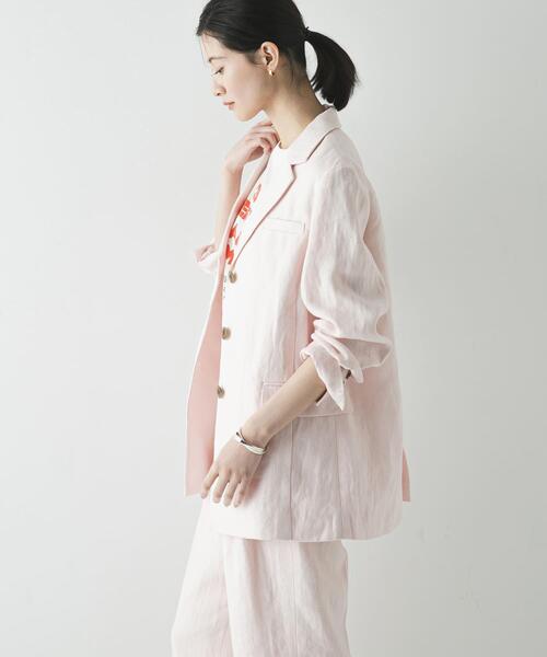 URBAN RESEARCH（アーバンリサーチ）の「オックスリネンテーラードジャケット（その他アウター・レディース・ライトピンク/ライトベージュ・FREE）」の7枚目の写真