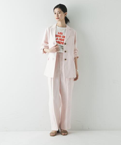 URBAN RESEARCH（アーバンリサーチ）の「オックスリネンテーラードジャケット（その他アウター・レディース・ライトピンク/ライトベージュ・FREE）」の9枚目の写真
