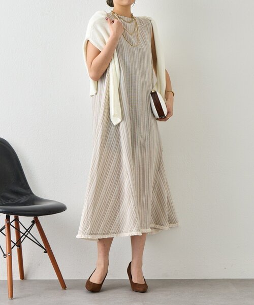 Jena espace merveilleux(ジェナ エスパスメルヴェイユ)の「2WAYリネンリボンワンピ(ワンピース・レディース・レッド/ベージュ/イエロー/チャコールグレー・FREE)」の3枚目の写真