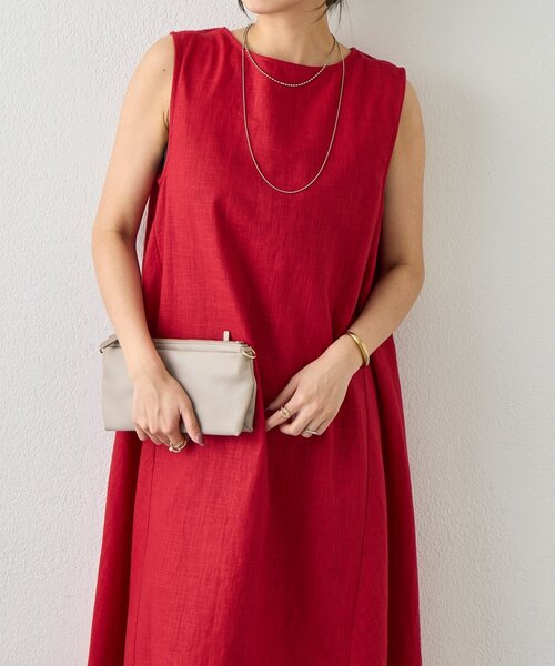 Jena espace merveilleux(ジェナ エスパスメルヴェイユ)の「2WAYリネンリボンワンピ(ワンピース・レディース・レッド/ベージュ/イエロー/チャコールグレー・FREE)」の1枚目の写真