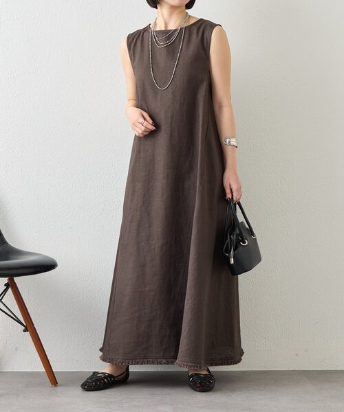 Jena espace merveilleux(ジェナ エスパスメルヴェイユ)の「2WAYリネンリボンワンピ(ワンピース・レディース・レッド/ベージュ/イエロー/チャコールグレー・FREE)」の7枚目の写真