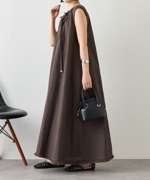 Jena espace merveilleux(ジェナ エスパスメルヴェイユ)の「2WAYリネンリボンワンピ(ワンピース・レディース・レッド/ベージュ/イエロー/チャコールグレー・FREE)」の9枚目の写真