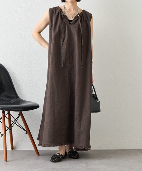 Jena espace merveilleux(ジェナ エスパスメルヴェイユ)の「2WAYリネンリボンワンピ(ワンピース・レディース・レッド/ベージュ/イエロー/チャコールグレー・FREE)」の15枚目の写真