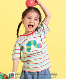 ERIC CARLE（エリックカール）の「【絵本コラボ-はらぺこあおむし-】無地&ボーダー柄半袖Tシャツ(80~120cm)（Tシャツ/カットソー）」