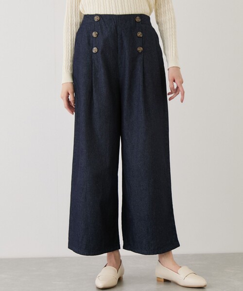 Jayro(ジャイロ)の「7.1ozデニムWボタンワイドパンツ(デニムパンツ・レディース・ブルー系その他4/ブルー系その他/ブルー系その他6・M)」の2枚目の写真