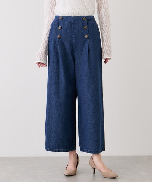 Jayro(ジャイロ)の「7.1ozデニムWボタンワイドパンツ(デニムパンツ・レディース・ブルー系その他4/ブルー系その他/ブルー系その他6・M)」の1枚目の写真