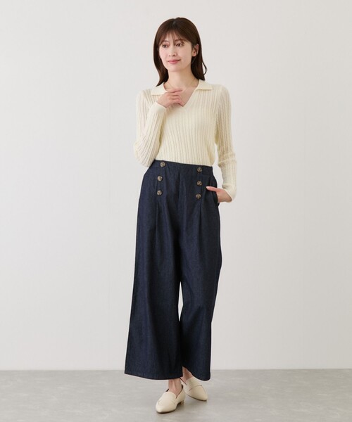 Jayro(ジャイロ)の「7.1ozデニムWボタンワイドパンツ(デニムパンツ・レディース・ブルー系その他4/ブルー系その他/ブルー系その他6・M)」の7枚目の写真