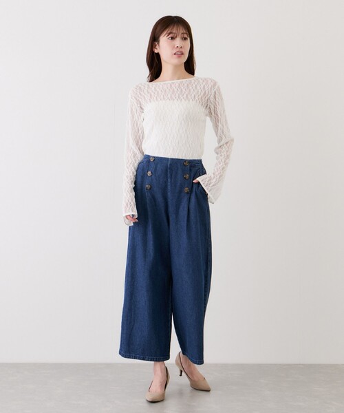 Jayro(ジャイロ)の「7.1ozデニムWボタンワイドパンツ(デニムパンツ・レディース・ブルー系その他4/ブルー系その他/ブルー系その他6・M)」の15枚目の写真