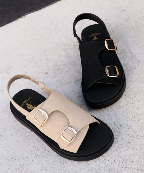 U.S. POLO ASSN.(ユーエスポロアッスン)の「【U.S. POLO ASSN./ユーエスポロアッスン】ダブルベルト プラットフォーム コンフォートサンダル(サンダル・レディース・ダークブラウン/ブラック/ベージュ・L/S/M)」の4枚目の写真