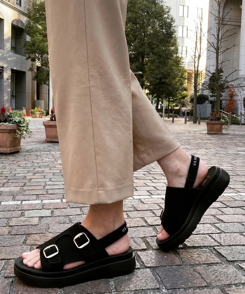 U.S. POLO ASSN.(ユーエスポロアッスン)の「【U.S. POLO ASSN./ユーエスポロアッスン】ダブルベルト プラットフォーム コンフォートサンダル(サンダル・レディース・ダークブラウン/ブラック/ベージュ・L/S/M)」の7枚目の写真