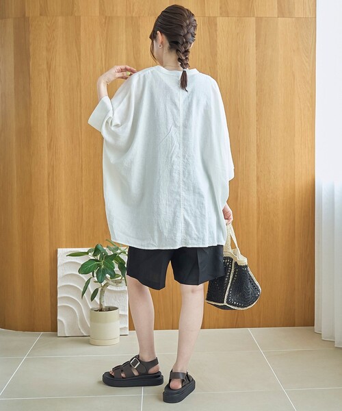 coen(コーエン)の「【接触冷感】リネンレーヨンショートパンツ(インフルエンサー紹介アイテム)(その他パンツ・レディース・ブラック/その他1・L/M)」の4枚目の写真