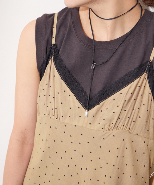 JOURNAL STANDARD（ジャーナルスタンダード）の「ドットプリントキャミワンピース（ワンピース・レディース・ベージュ/ブラック・FREE）」の19枚目の写真