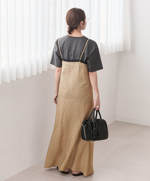 JOURNAL STANDARD（ジャーナルスタンダード）の「ドットプリントキャミワンピース（ワンピース・レディース・ベージュ/ブラック・FREE）」の20枚目の写真