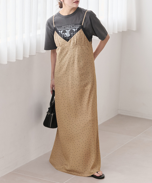JOURNAL STANDARD（ジャーナルスタンダード）の「ドットプリントキャミワンピース（ワンピース・レディース・ベージュ/ブラック・FREE）」の21枚目の写真