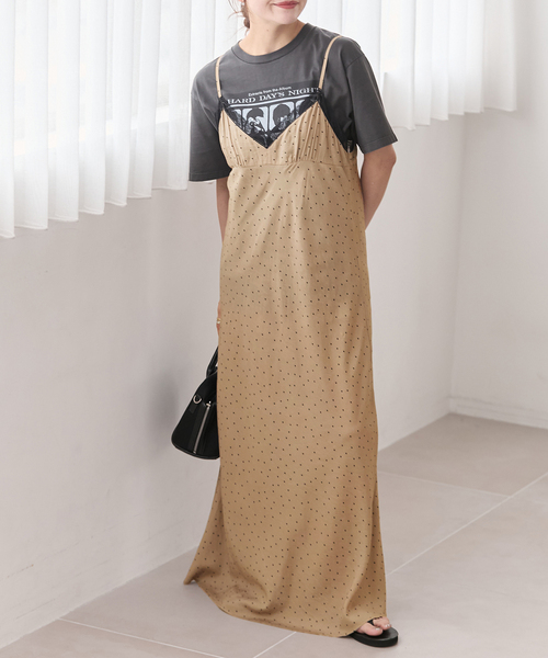 JOURNAL STANDARD（ジャーナルスタンダード）の「ドットプリントキャミワンピース（ワンピース・レディース・ベージュ/ブラック・FREE）」の11枚目の写真