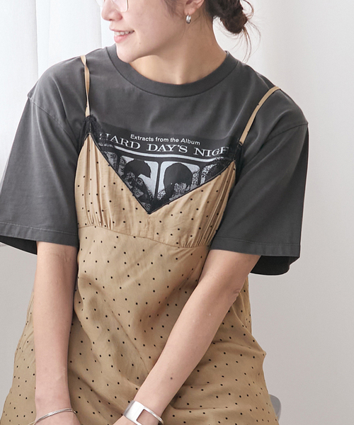 JOURNAL STANDARD（ジャーナルスタンダード）の「ドットプリントキャミワンピース（ワンピース・レディース・ベージュ/ブラック・FREE）」の13枚目の写真