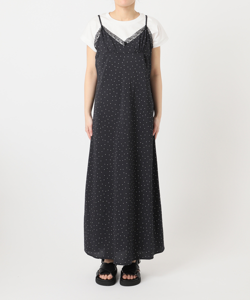 JOURNAL STANDARD（ジャーナルスタンダード）の「ドットプリントキャミワンピース（ワンピース・レディース・ベージュ/ブラック・FREE）」の14枚目の写真