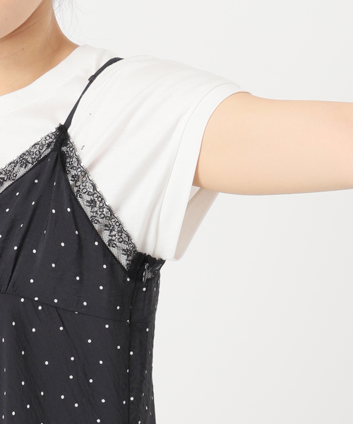 JOURNAL STANDARD（ジャーナルスタンダード）の「ドットプリントキャミワンピース（ワンピース・レディース・ベージュ/ブラック・FREE）」の6枚目の写真