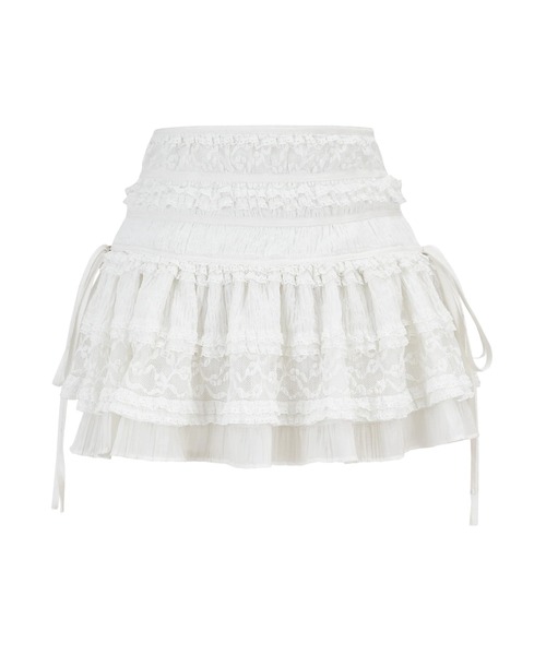 Ribbon Frill Shirring Skirt（スカート）｜andwang（アンドワン）の