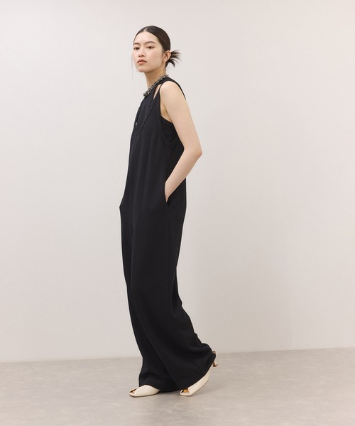 ADAM ET ROPE'（アダムエロペ）の「【サステナブル】Wフェイスジャージーセットロンパース（つなぎ/オールインワン・レディース・ダークブラウン/ブラック・38/36）」の4枚目の写真